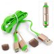USB кабель, USB тип-A, micro-USB тип-B, Lightning, зелений