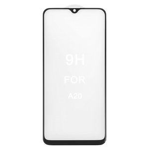 Захисне скло All Spares для Samsung A205F DS Galaxy A20, 5D Full Glue, чорний, шар клею нанесений по всій поверхні