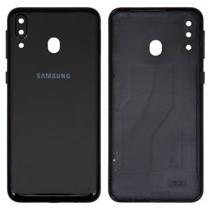 Задняя панель корпуса для Samsung M205F DS Galaxy M20, черная, со стеклом камеры