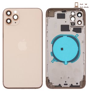 Корпус для iPhone 11 Pro Max, золотистий, з тримачем SIM карти, з боковими кнопками, matte gold