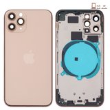 Корпус для iPhone 11 Pro, золотистий, з тримачем SIM-карти, з боковими кнопками, matte gold