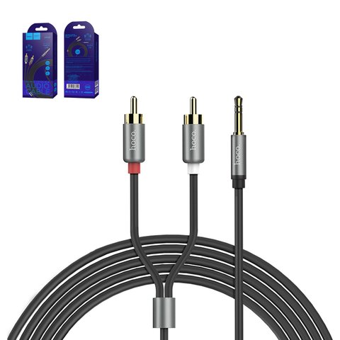 AUX кабель Hoco UPA10, TRS 3.5 мм, RCA, 150 см, чорний, сірий, #6957531078142
