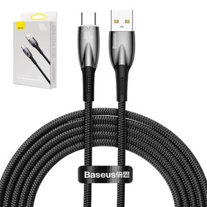 USB кабель Baseus Glimmer, USB тип C, USB тип A, 100 см, 100 Вт, чорний, в нейлоновому обплетенні, #CADH000401