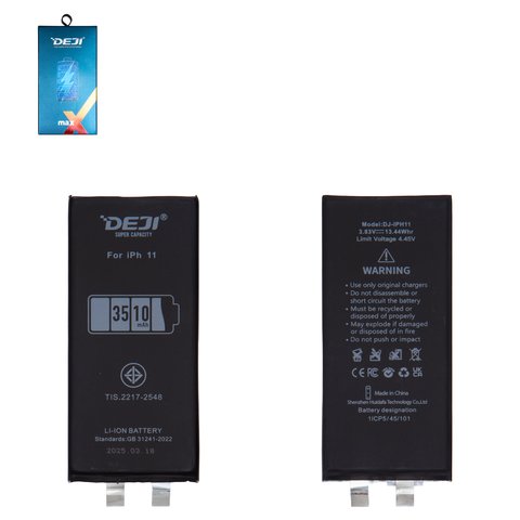 Акумулятор Deji для Apple iPhone 11, Li ion, 3,83 B, 3510 мАг, збільшена ємність, без контролера