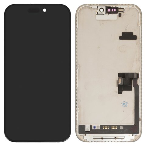 Дисплей для iPhone 16 Pro, чорний, з рамкою, Оригінал переклеєне скло 