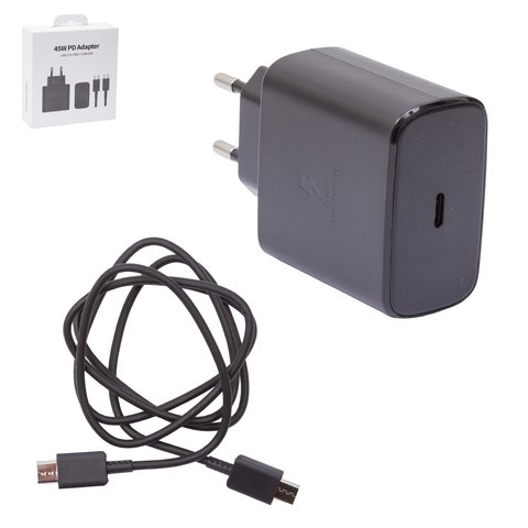Сетевое зарядное устройство EP TA845, 45 Вт, Power Delivery PD , черный, c кабелем USB тип C к USB тип C, 1 порт, service pack box