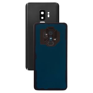 Panel trasero de carcasa puede usarse con Samsung G965F Galaxy S9 Plus, negra, con vidrio de cámara, completo, Original PRC , midnight black
