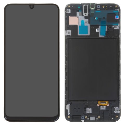 Pantalla LCD puede usarse con Samsung A305 Galaxy A30, negro, con marco, Original, empaque industrial, #GH82 19202A GH82 19725A
