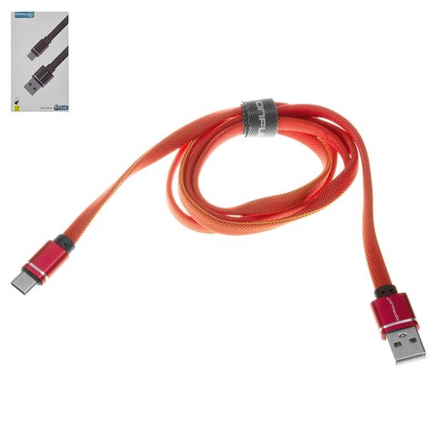 Cable USB Konfulon S78, USB tipo A, USB tipo C, 100 cm, 3 A, rojo