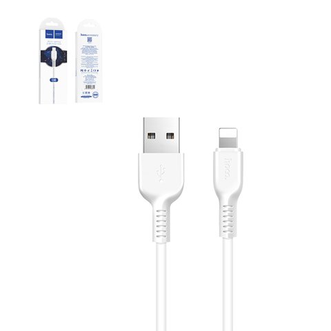 USB кабель Hoco X20, USB тип A, Lightning, 100 см, 2,4 А, белый, #6957531068815