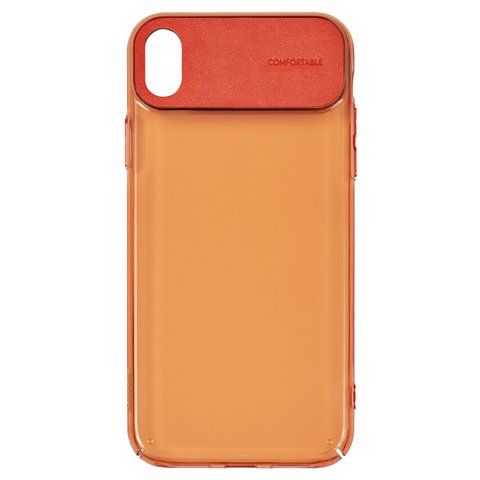 Case Baseus compatible with iPhone XR, orange, with PU Leather insert, transparent, PU leather, plastic  #WIAPIPH61 SS07