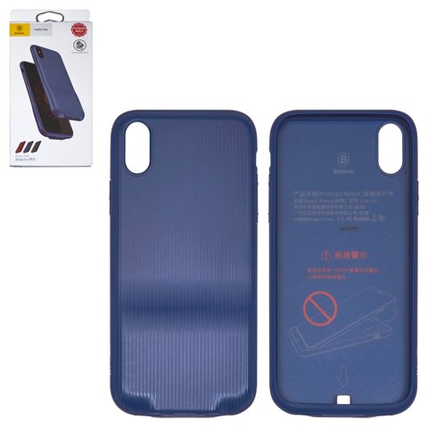 Case Baseus compatible with iPhone X, dark blue, with adaptor Lightning to Dual Lightning 2 in1  #WIAPIPHX VI15