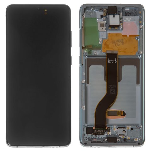 LCD compatible with Samsung G985 Galaxy S20 Plus, G986 Galaxy S20 Plus 5G, gray, with frame, Original PRC , cosmic grey 