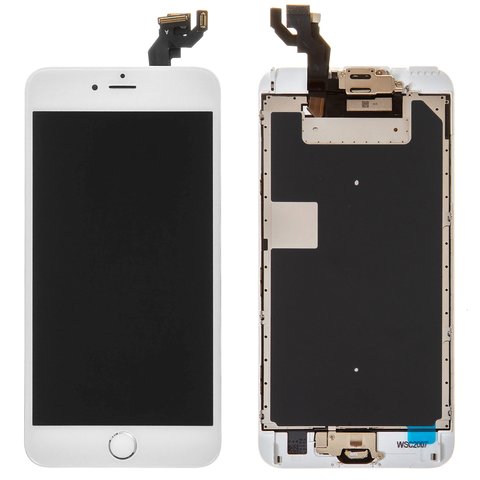Pantalla LCD puede usarse con Apple iPhone 6S Plus, blanco, con marco, AAA, Tianma, con cable plano del botón HOME, con altavoz,  con cámara