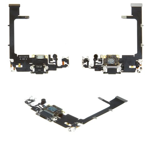 Шлейф для iPhone 11 Pro, коннектора наушников, коннектора зарядки, зеленый, с микрофоном, с компонентами, PRC