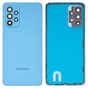 Panel trasero de carcasa puede usarse con Samsung A526 Galaxy A52 5G, azul, con vidrio de cámara