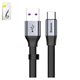 USB Cable Baseus Simple HW, (USB type-A, USB type C, 23 cm, 40 W, gray, black) # CATMBJ-BG1