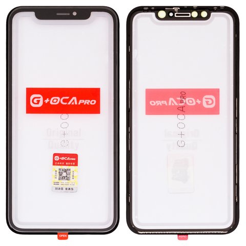 Housing Glass G+OCA PRO compatible with iPhone XR, with OCA film, with frames, black 