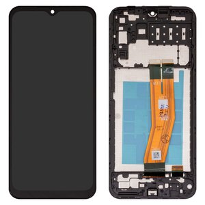LCD compatible with Samsung A145 Galaxy A14, black, Best copy, with frame, High Copy, with yellow cable 