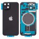 Housing Back Cover compatible with iPhone 14, (black, with camera lens, Original (PRC), Midnight, small hole)