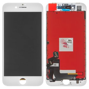 Дисплей для iPhone 8, iPhone SE 2020, белый, с рамкой, AAA, с пластиками камеры и датчика приближения, tianma