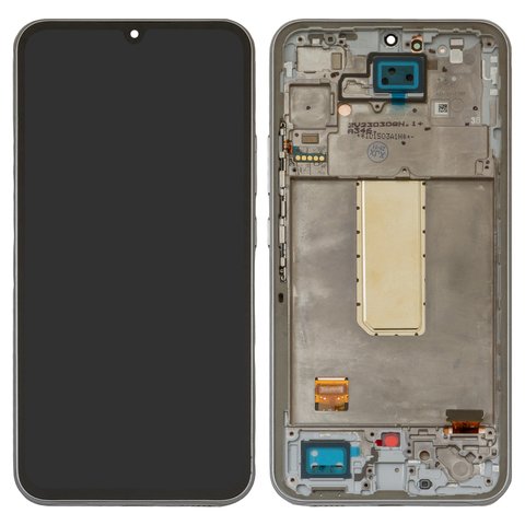 LCD compatible with Samsung A346 Galaxy A34 5G, silver, with frame, Original PRC