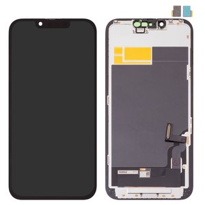 LCD compatible with iPhone 13, black, with frame, HC, without IC, OLED , SL OEM hard 