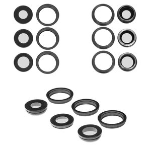 Vidrio de cámara puede usarse con iPhone 12 Pro Max, negro, con marcos, juego de 3 uds.