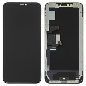 Pantalla LCD puede usarse con iPhone XS Max, negro, con marco, Original PRC , Self welded OEM