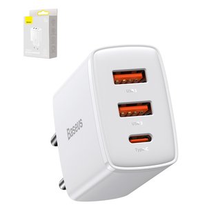 Adaptador de red Baseus Compact, 30 W, Quick Charge, blanco, 3 puertos, #CCXJ E02
