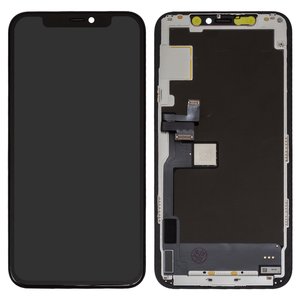 Pantalla LCD puede usarse con iPhone 11 Pro, negro, con marco, Original PRC , sin microchip, #Self welded OEM