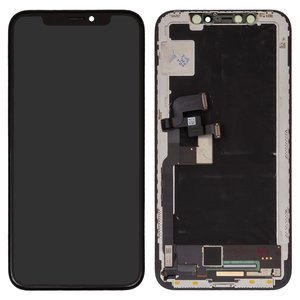 Pantalla LCD puede usarse con iPhone X, negro, con marco, vidrio reemplazado, con plásticos de cámara y sensor de acercamiento
