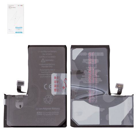 Batería JCID puede usarse con Apple iPhone 15 Pro, Li Polymer, 3.87 V, 3430 mAh, mayor capacidad, high capacity