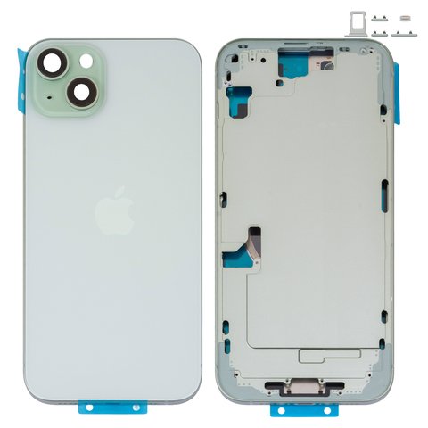 Carcasa puede usarse con iPhone 15 Plus, verde, con botones laterales,  con sujetador de tarjeta SIM, Original PRC , EU version