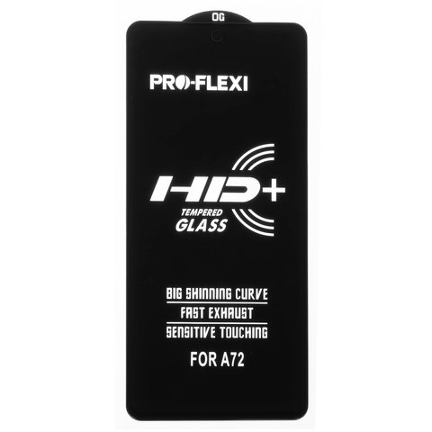 Защитное стекло All Spares для Samsung A725 Galaxy A72, A726 Galaxy A72 5G, 0,33 мм 9H, совместимо с чехлом, Full Glue, черный, HD+