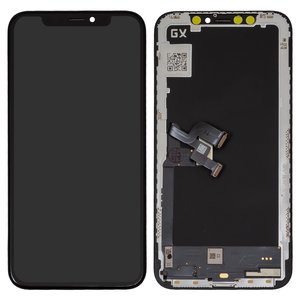 Дисплей для iPhone X, чорний, з рамкою, High Copy, OLED , GX OEM hard