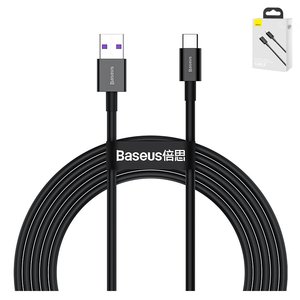 USB кабель Baseus Superior, USB тип C, USB тип A, 200 см, 66 Вт, 6 А, чорний, силіконовий, #CATYS A01