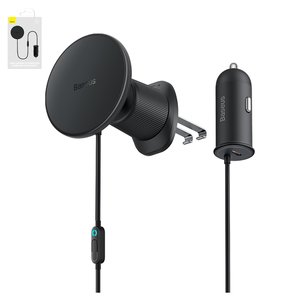 Автомобильное зарядное устройство Baseus CW01 Magnetic Claw Edition, черное, с кнопкой, c кабелем, 40 Вт, 1 порт, 12 24 B, #C40141000111 00