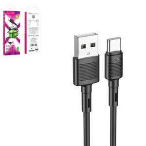 USB кабель Hoco X83, USB тип C, USB тип A, 100 см, 3 A, чорний, 3 A, #6931474770905