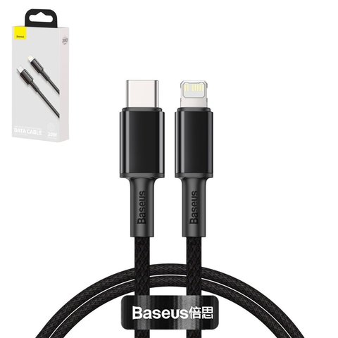 USB кабель Baseus High Density Braided, USB тип C, Lightning, 200 см, 20 Вт, чорний, #CATLGD A01