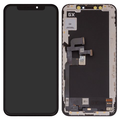 Дисплей для iPhone XS, черный, с рамкой, HC, AMOLED , GX OEM soft