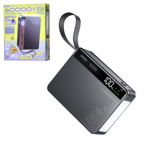 Power bank Remax FP 6, 60000 мАч, 100 Вт, черный, Quick Charge, Power Delivery PD , #6954851250005